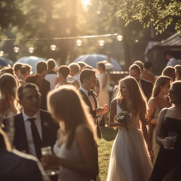 outdoor wedding, small crow...