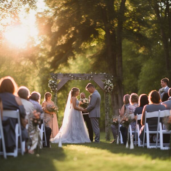 outdoor wedding, small crow...