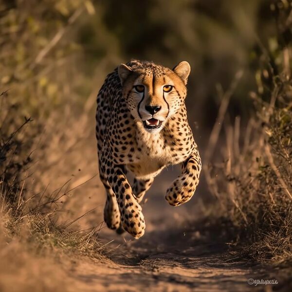 cheetah running in the sava...